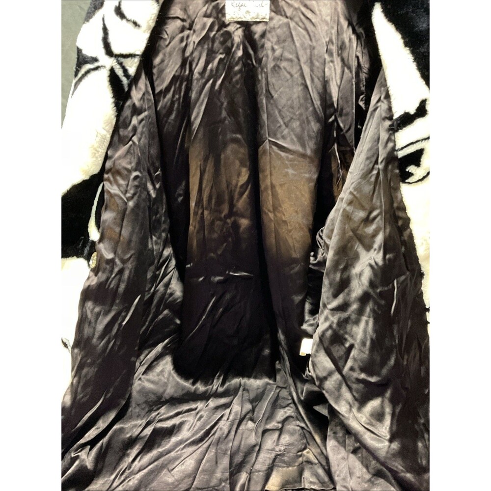 Vintage DonnyBrook Faux Fur Coat Abstract Faces Regal Plush Collection USA - Picture 6 of 8